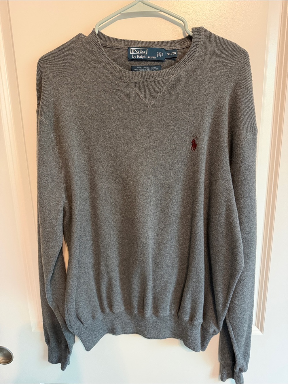 Polo by Ralph Lauren Gray Crewneck Sweater with Burgundy Pony